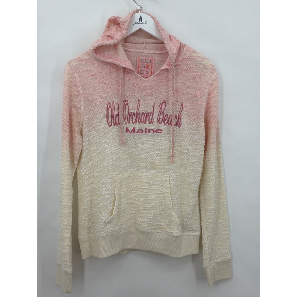 Beach By Exist Old Orchard Beach‎ Maine Ombre Hoodie Pink Cream Womens Large